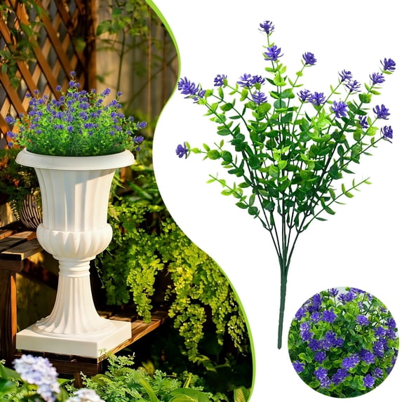 Safeglitz Plastic Boxwood Greenery, Perfect for Mailbox & Window Box Decor, All-Weather Durable, No Fade, Outdoor Garden Patio Plants, 7 Bundles, 14 Inch Height