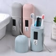 thumbnail image 1 of Safeglitz Portable Travel Toothbrush and Toothpaste Holder Case - Durable Glossy PP Plastic, Holds 2 Toothbrushes & Toothpaste, Doubles as Mouthwash Cup, with Carry Rope, Camping, Blue, 1 of 9
