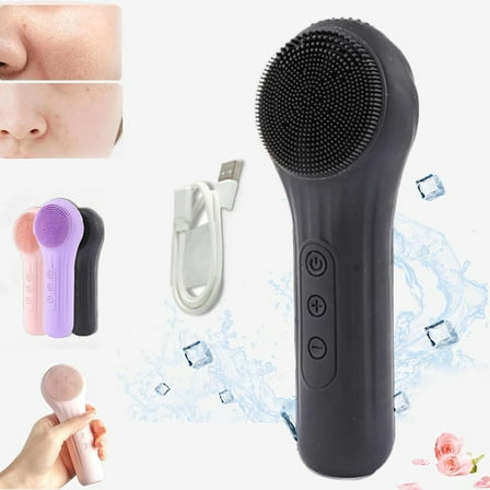 Safeglitz Rechargeable Heated Silicone Facial Brush - Vibrating Exfoliating & Deep Cleansing Massage Tool