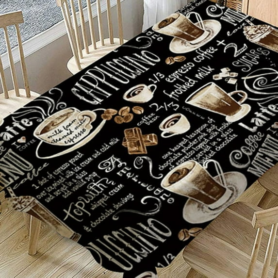 Safeglitz Retro Coffee Pattern Rectangular Tablecloth–Dining Table/Wedding Textile, Adds Vintage Charm to Kitchens And Home Decor,Cafe Tablecloth E