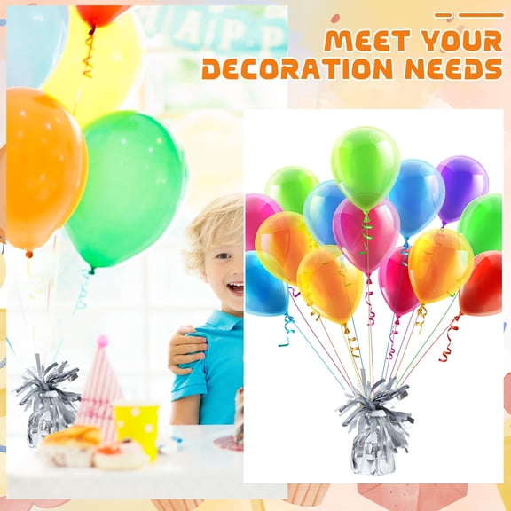 Safeglitz Silver Metallic Balloon Weights, 6-Pack Birthday Party Favors, 4.72" Inches,
