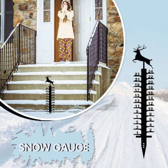 Safeglitz Snow Gauge Outdoor for Winter Snow Measurement, Large Iron Art Snow Measuring Stick for Yard, Lawn & Garden, Easy Read Snow Depth Ruler for Christmas & Xmas Decor