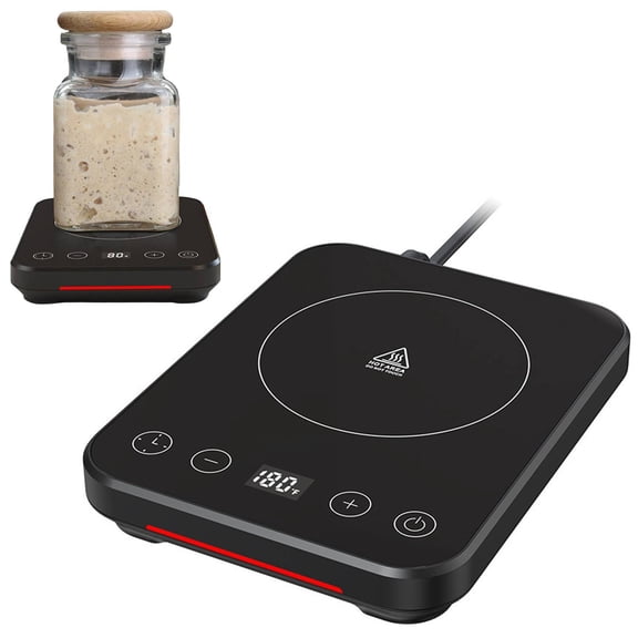 Safeglitz Sourdough Starter Warmer with Glass Dome, 1°F Precise Temperature Control from 70 to 1°F, 0-12H Timer Auto Warming ON/Off, Sour Dough Heating Mat and Glass Cover Set for Baking Fermentation