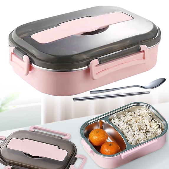 Safeglitz Stainless Steel Lunch Box with Thermal Insulation, Leakproof Bento Container for Hot & Cold Food, Stackable Eco-Friendly Food Storage for Office, Travel & Outdoor (Pink)