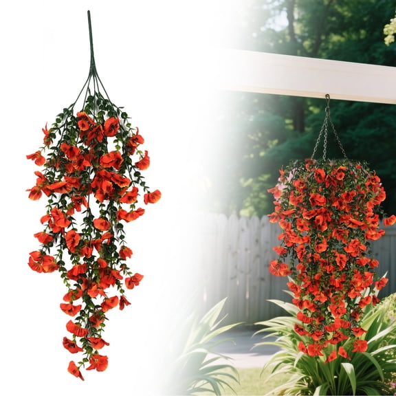 Safeglitz Three-Color Petunia Wall Hanging Vine, Artificial Flowers for Outdoor Decor, Lifelike Blooms for Porches & Gardens, UV-Resistant Material for Year-Round Vibrant Display, 1PC