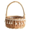 thumbnail image 1 of Safeglitz Woven Wicker Storage Basket with Handles–Doubles As Wedding Flower Girl Baskets And Laundry Baskets, Rustic Decorative Piece,(Large) Rattan Handheld Flower Basket, 1 of 9