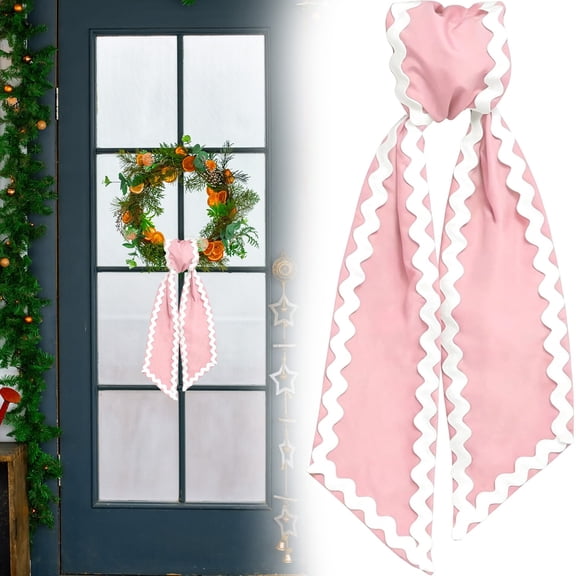 Safeglitz Wreath Sash for Front Door - Cotton Satin Ribbon with Wavy Edge Design, Soft Polyester Fabric, for Wreaths Bows Gift Wrap, Holiday Wedding Bridal Shower Decor