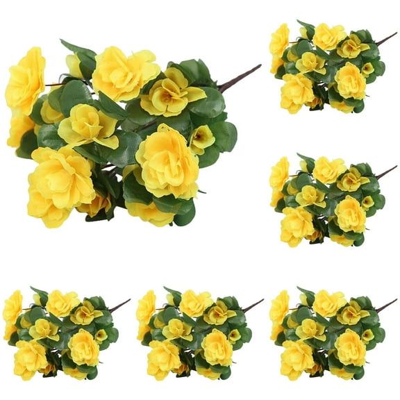 Safeglitz Yellow Silk Begonia Bush – Artificial flowers for outdoor decoration artificial bouquets