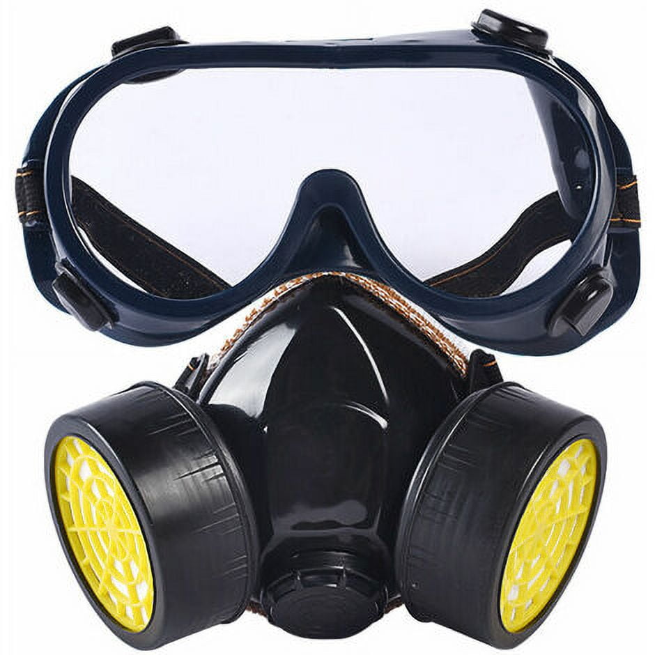 Safeguard Against Toxins, Dust \u0026 Gas for Painting, Sanding Tasks - Black Double Filter Respirator Mask