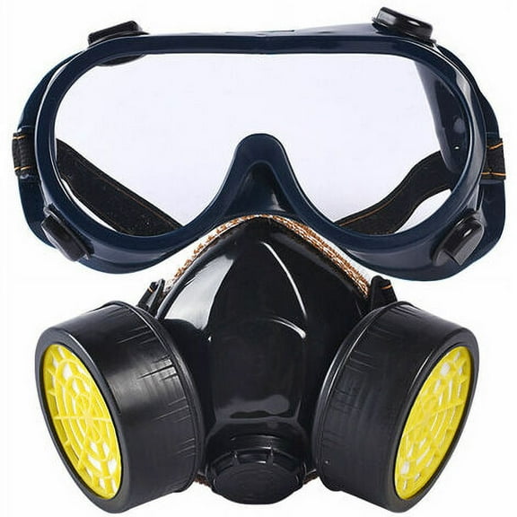 Safeguard Against Toxins, Dust & Gas for Painting, Sanding Tasks - Black Double Filter Respirator Mask