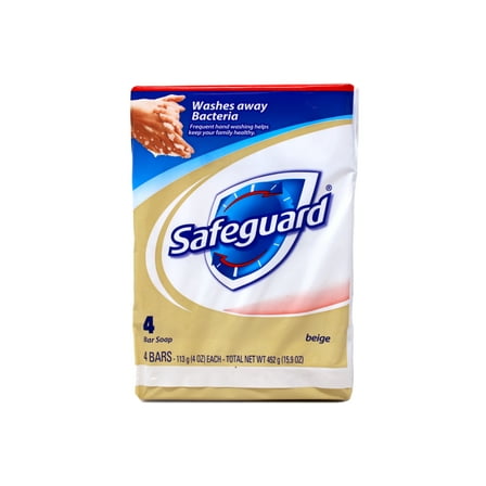 Safeguard Antibacterial Deodorant Soap Bar Eliminates 99% Bacteria (4 Pack)