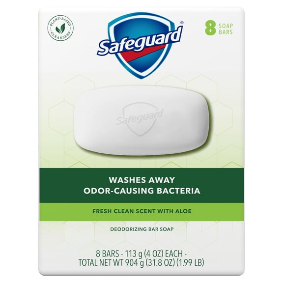 Safeguard Bar Soap Fresh Clean Scent with Aloe, 4 oz, 8 Count