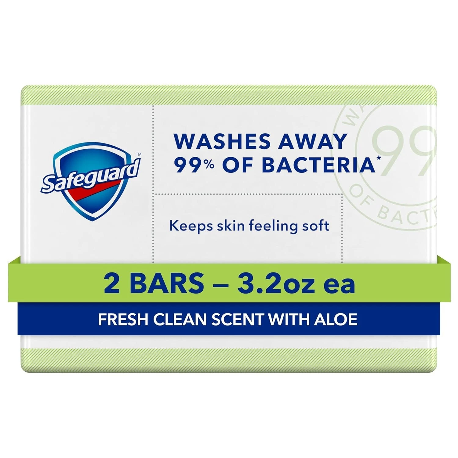 Safeguard Bar Soap Fresh Clean Scent with Aloe Extract, 3.2oz (2 Count)  Antibacterial, Moisturizing