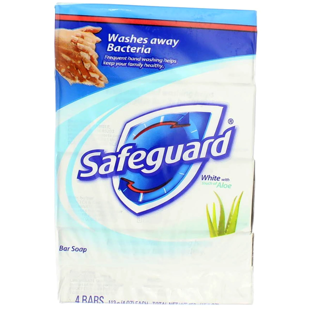 Safeguard Deodorant Soap White with Aloe 4 oz bars, 4 bars (Pack of 3