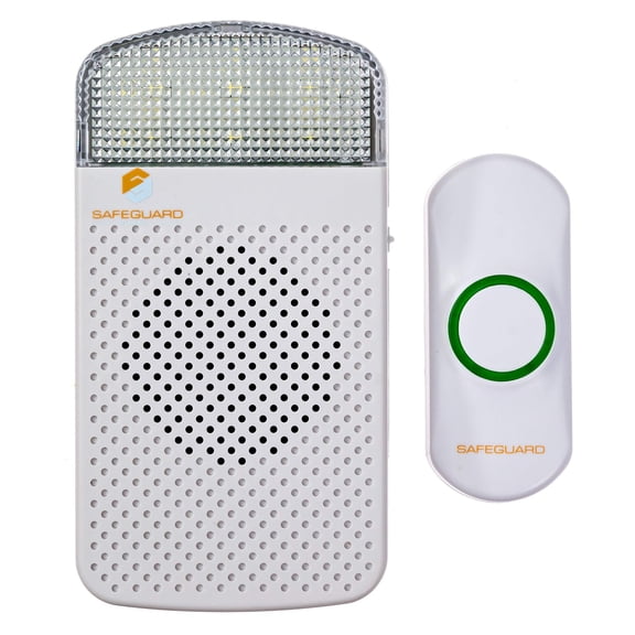 Safeguard Supply Wireless Doorbell Kit- 1000' Range Plug In Doorbell Ideal As Hearing Impaired Doorbell & Deaf Doorbell - Available 95dB Volume Setting & Attention Grabbing Flashing Doorbell Strobe