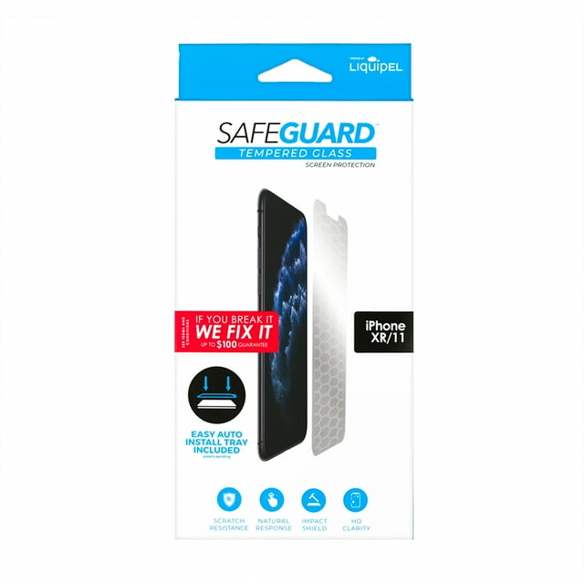 Safeguard Tempered Glass Screen Protector iPhone 11, XR Protection Plan