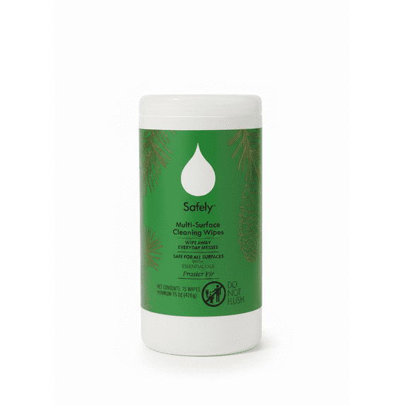 Safely Multi-Surface Cleaning Wipes, Frasier Fur Scent, Bleach-Free Household Cleaner with Essential Oils, Safe for All Surfaces (75 Count, Pack of 1)