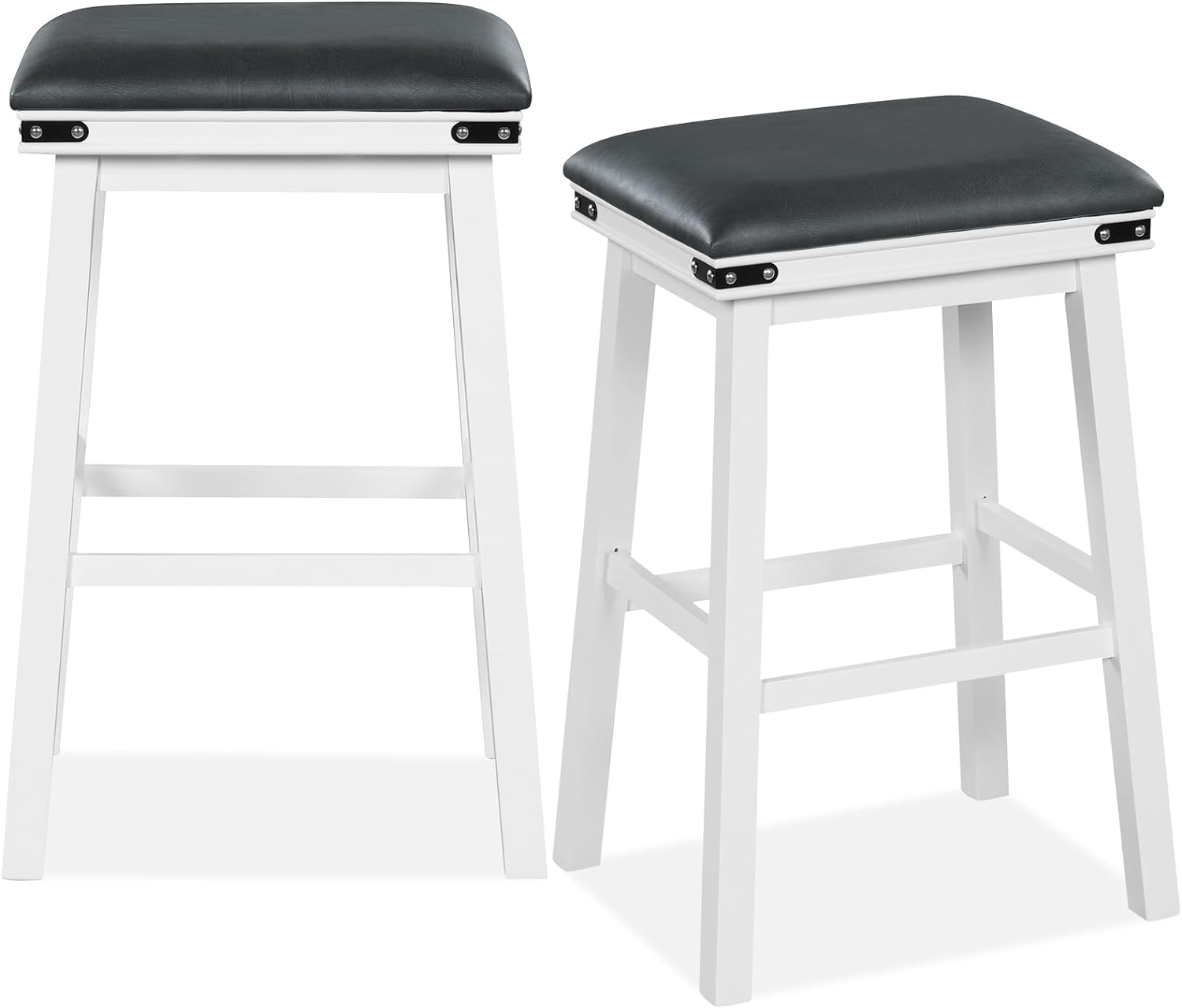 Safeplus 24 Inch Counter Bar Stools Set of 2, Faux PU Leather