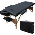 thumbnail image 1 of Safeplus Massage Table Portable, 84" Long 34" Wide 2 Fold Adjustable Folding Massage Bed for Salon Beauty Physiotherapy Facial SPA Tattoo Household with Carrying Case, Black, 1 of 5