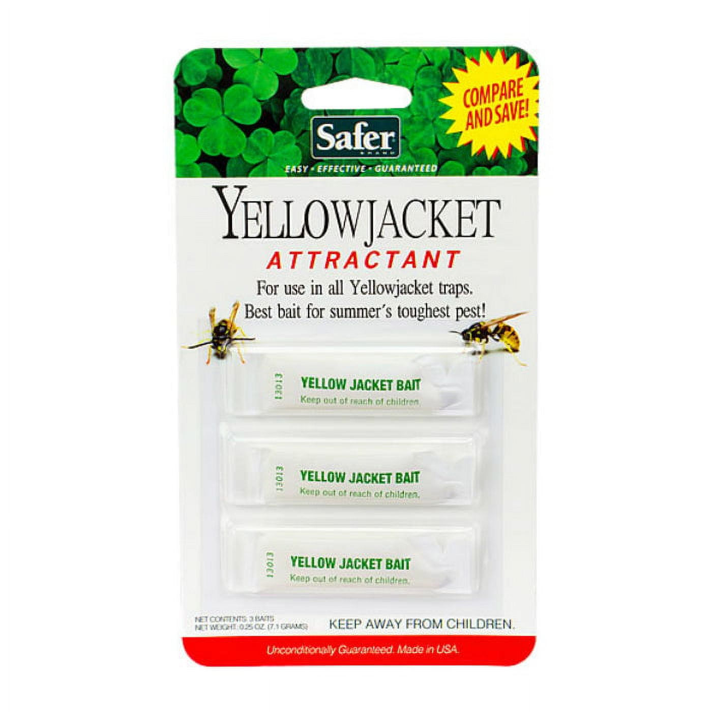 Safer 02006 Deluxe Yellow Jacket & Wasp Trap Bait, 3Pack