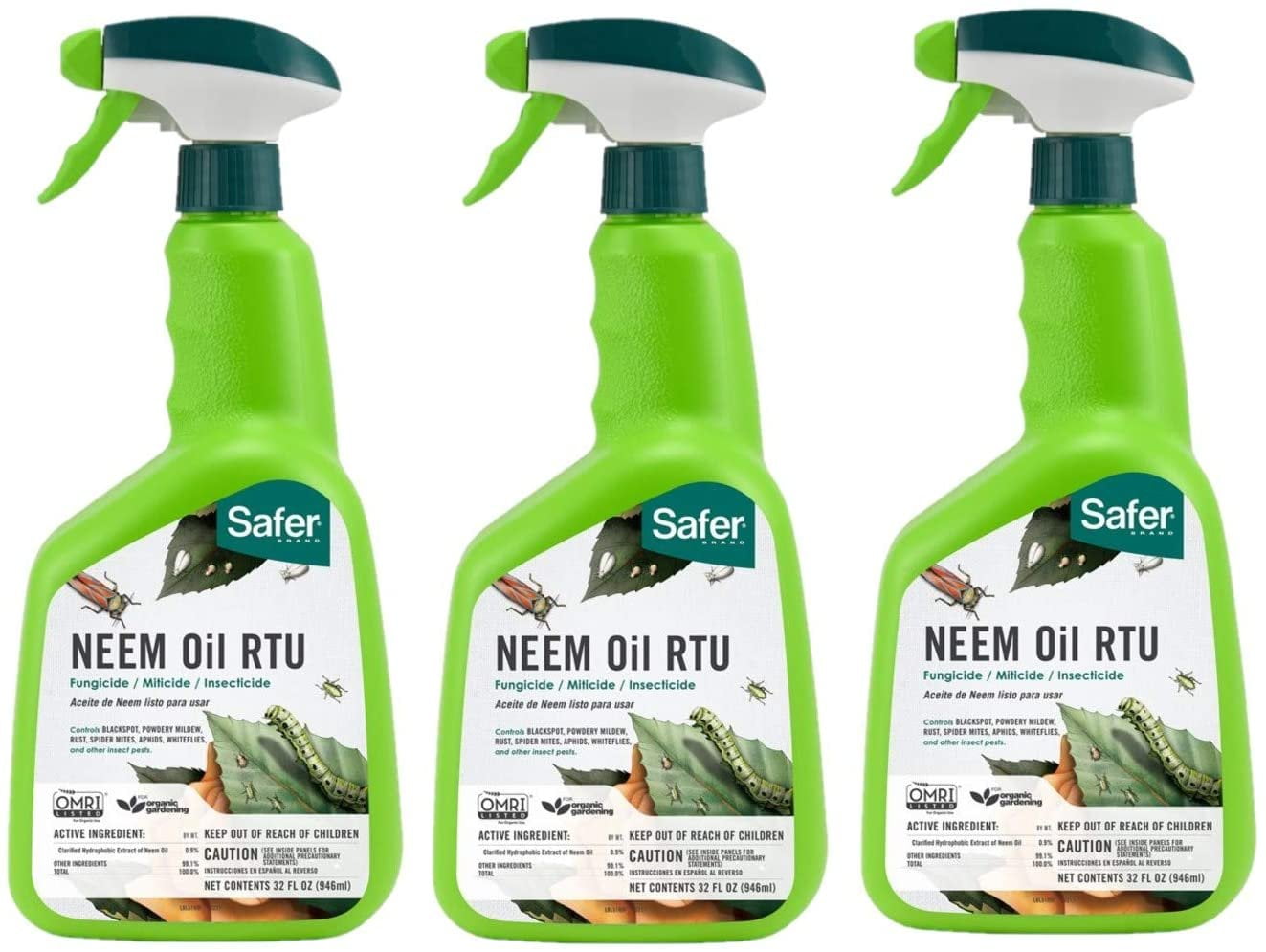 Safer Brand 51806 Neem Oil ReadytoUse Fungicide, Pack of 3