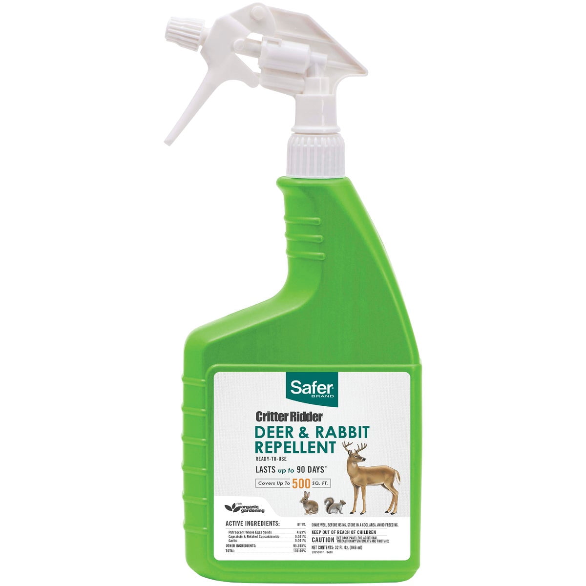 Safer Garden Deer Off - Deer and Rabbit Repellent Spray - Ready-to-Use Formula - 32 fl oz Bottle, 5981 - 500 SQFT Coverage, 3 Months Protection - Keep Yard Pests Away