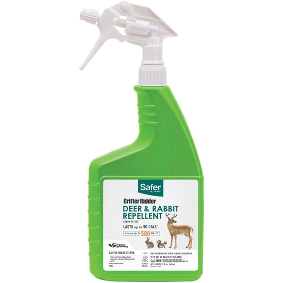 Safer Garden Deer Off - Deer and Rabbit Repellent Spray - Ready-to-Use Formula - 32 fl oz Bottle, 5981 - 500 SQFT Coverage, 3 Months Protection - Keep Yard Pests Away
