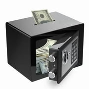 Riflewell Small Safe, Steel Safe With Numeric Keypad And Key, Small Safe With Coin Slot, Suitable For Home Office, Hotel Dormitory, For Cash, Jewelry, Passport