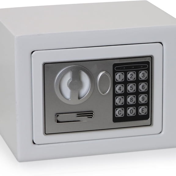 Safes & Door Locks - Bolt Down Small Safe Box with Digital Lock for Home - Steel Security Electronic Lock Box - Cabinet & Door Design Safe with 2 Keys - 0.17-Cubic Feet - White