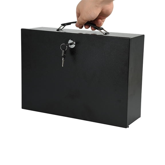 Safes & Door Locks - Small Safe Box for Home - Fire Resistant Documents Lock Box with Keys - iron Security with Key Lock for Personal Items, Jewelry, Money - Black