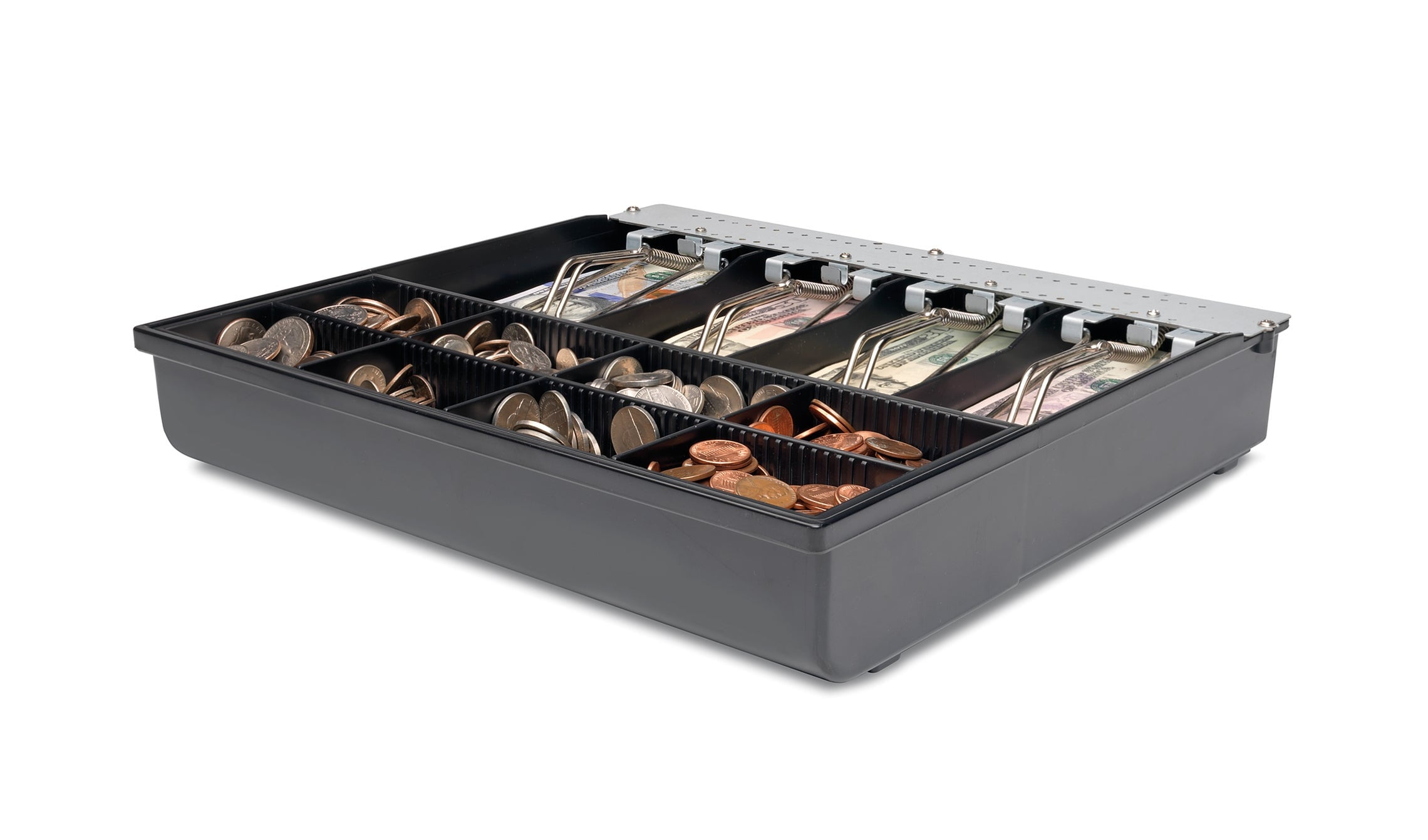 Safescan 3540T Cash Tray, Adjustable 4 Bill8 Coin, Metal Clips, Money Storage for Cash Register Drawer Insert, Shatterproof Tray for Point of Sale POS System, Secure Media Storage Slot  