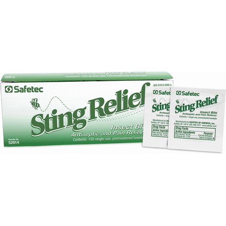 Safetec 52014 Sting Relief Wipe (Box of 150)