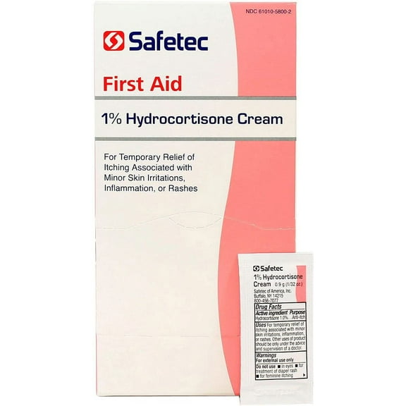 Safetec 53110 1% Hydrocortisone Cream  0.9 Gram Packets (3 Boxes of 144)