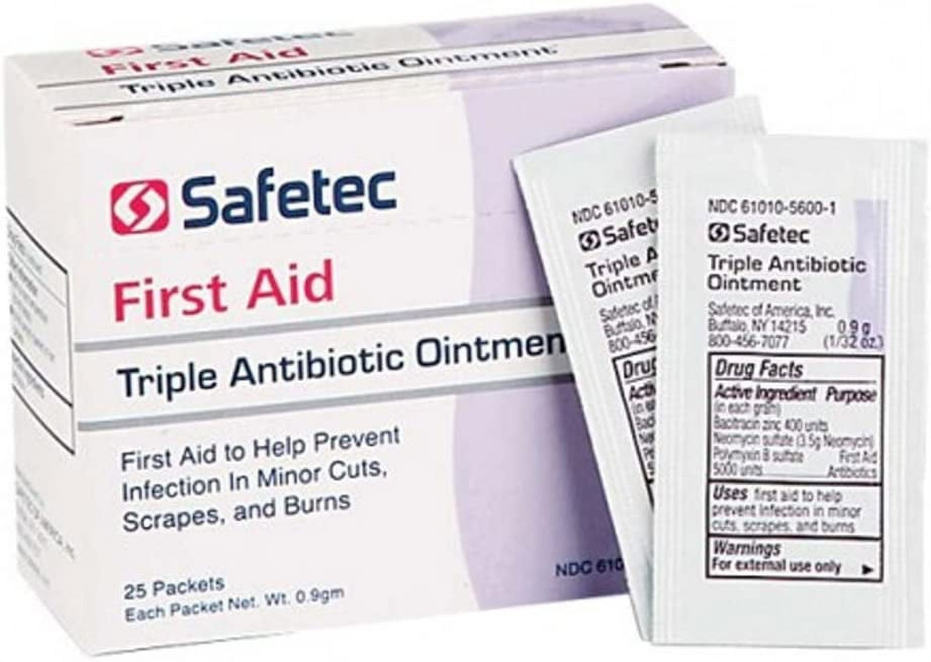 Safetec 53205 Triple Antibiotic 0.9 Gram Packets (Box of 25)