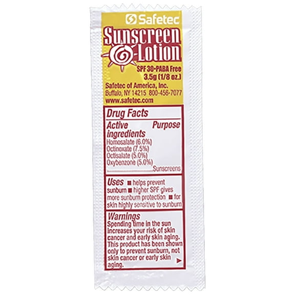 Safetec Sunscreen, 3.5 Gram Pouch (Bulk Package - 1000 Count) SPF 30