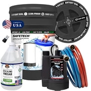 Safetech Tankless Water Heater Flushing Kit with 5-Gallon Screw-Top Lid, Premium Braided Hoses, 1/6 HP Pump, and Concentrated Vinegar