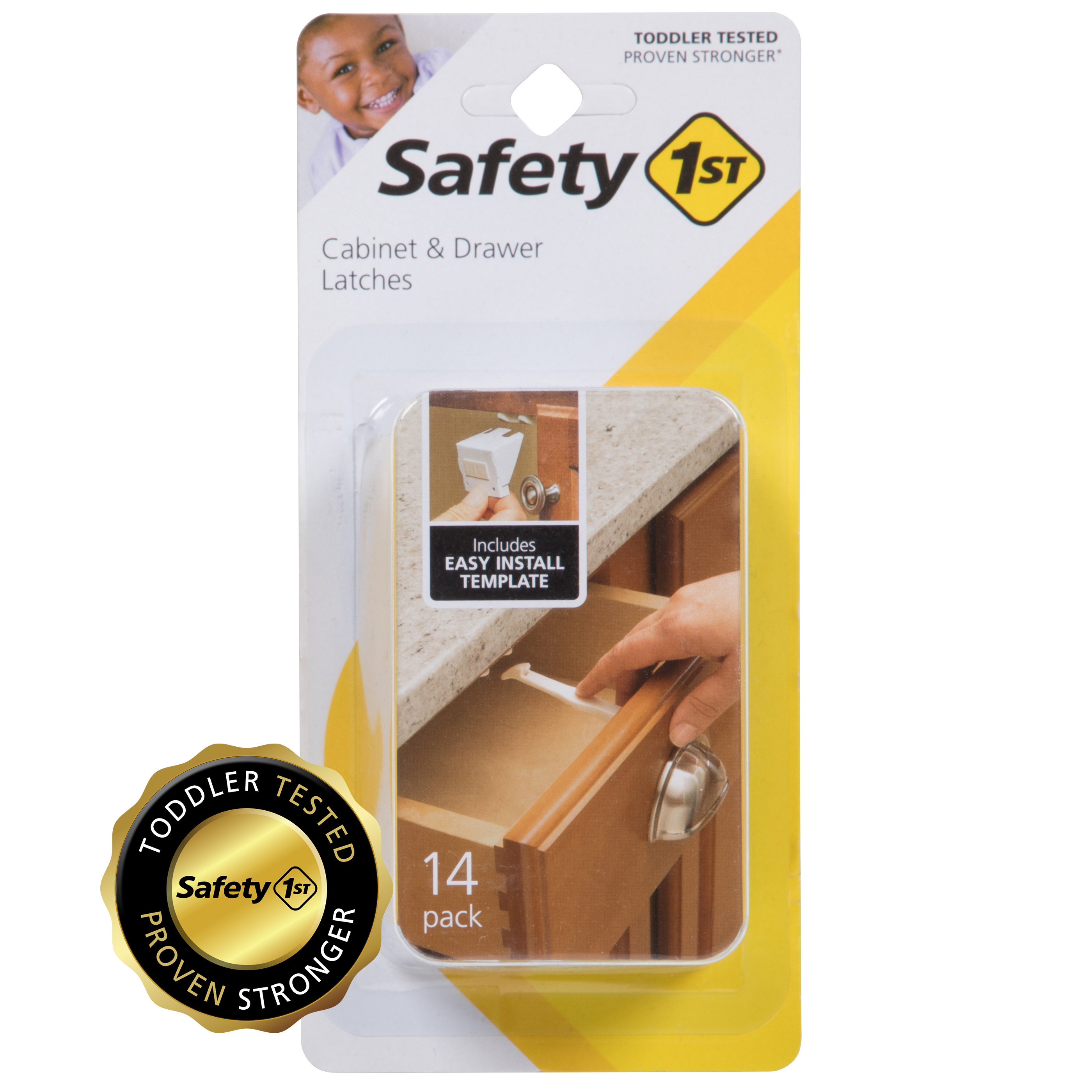 Safety 1ˢᵗ Cabinet & Drawer Latch (14pk), White - Walmart.com