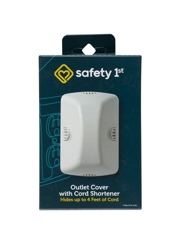 Safety 1ˢᵗ Outlet Cover with Cord Shortener, Ivory White