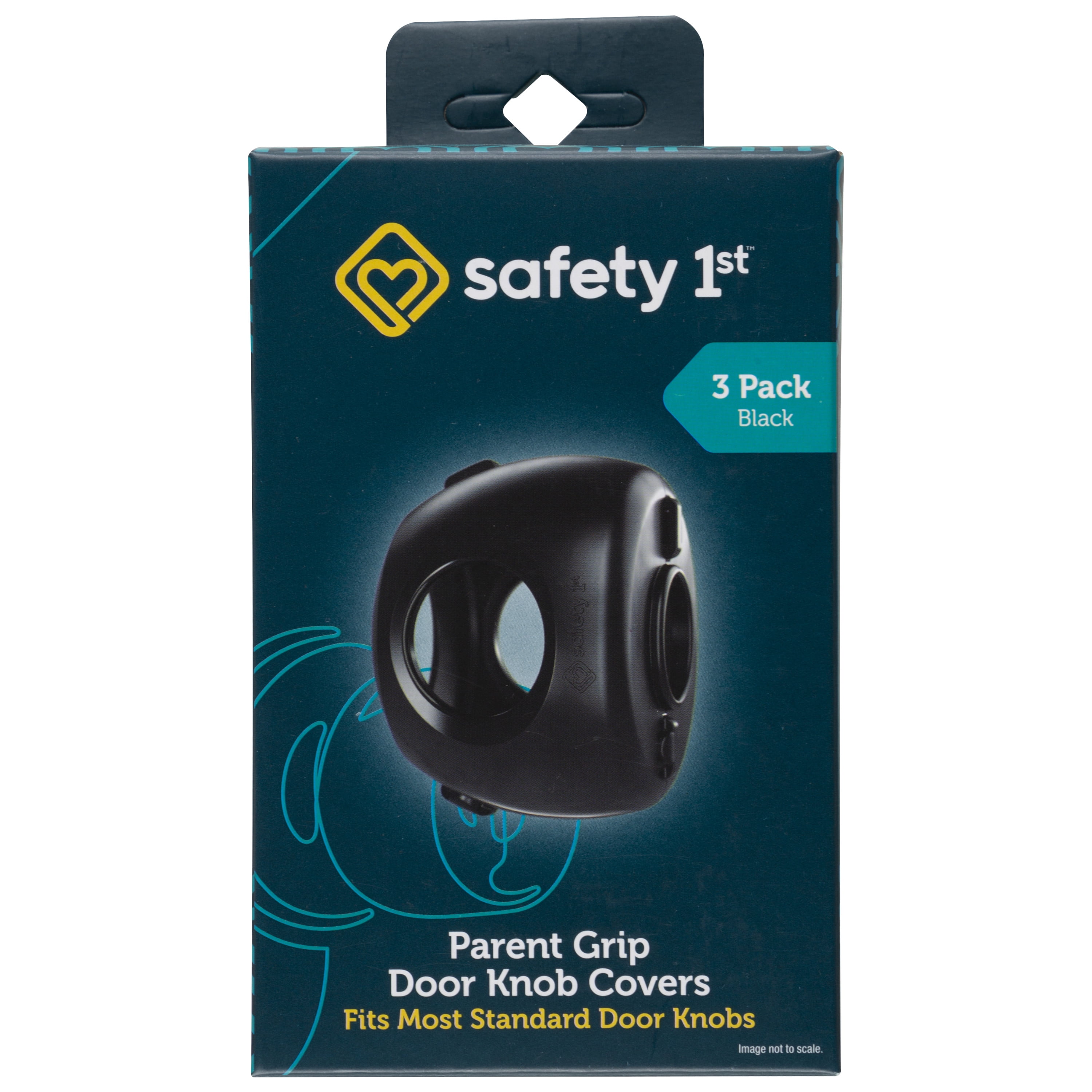 Safety 1ˢᵗ Parent Grip Door Knob Covers, Black, 3 Pack, Toddler