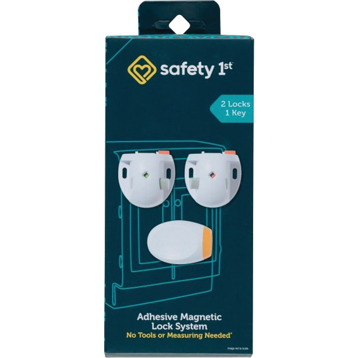 Safety 1st Adhesive Magnetic Lock System Safety Cabinet Lock - 2 Locks, 1 Key, White — Home & Garage Storage, Stackable Design