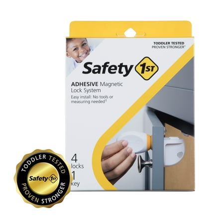 Safety 1st Adhesive Magnetic Lock System - 4 Locks and 1 Key, White, Toddler