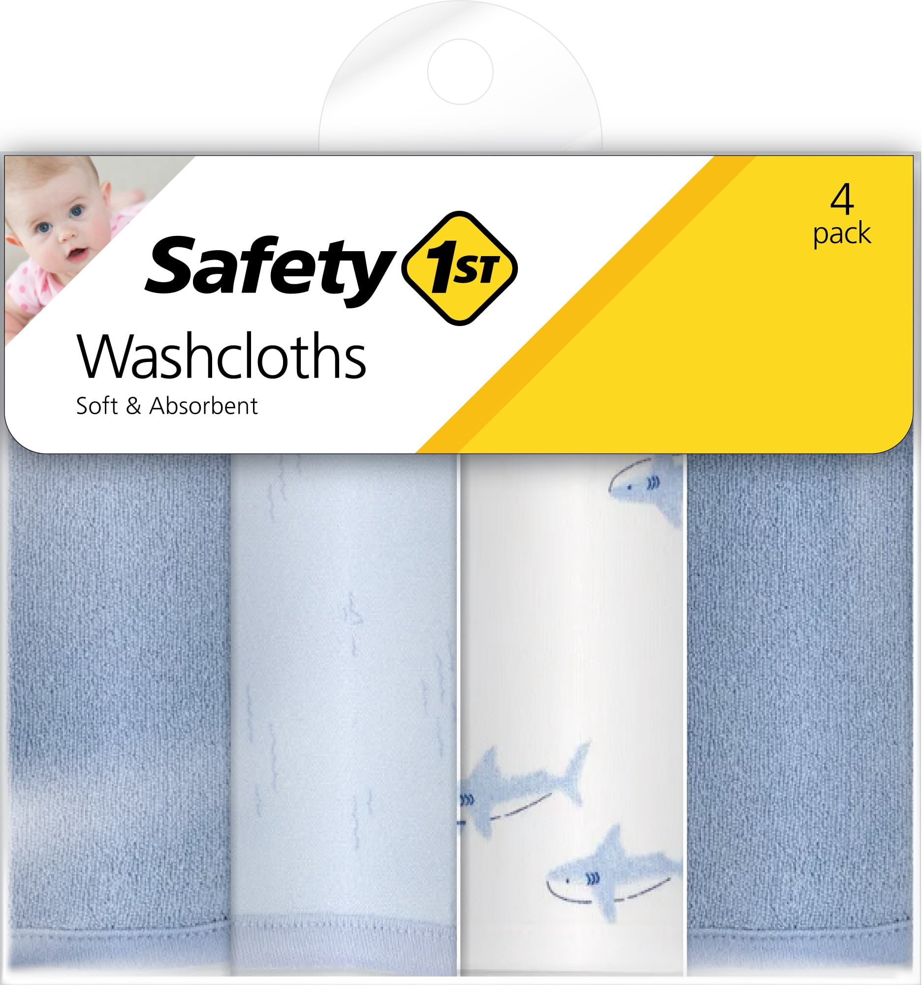 Safety 1st Soft & Gentle Baby Washcloths 4 Pack Set for Infants & Toddlers