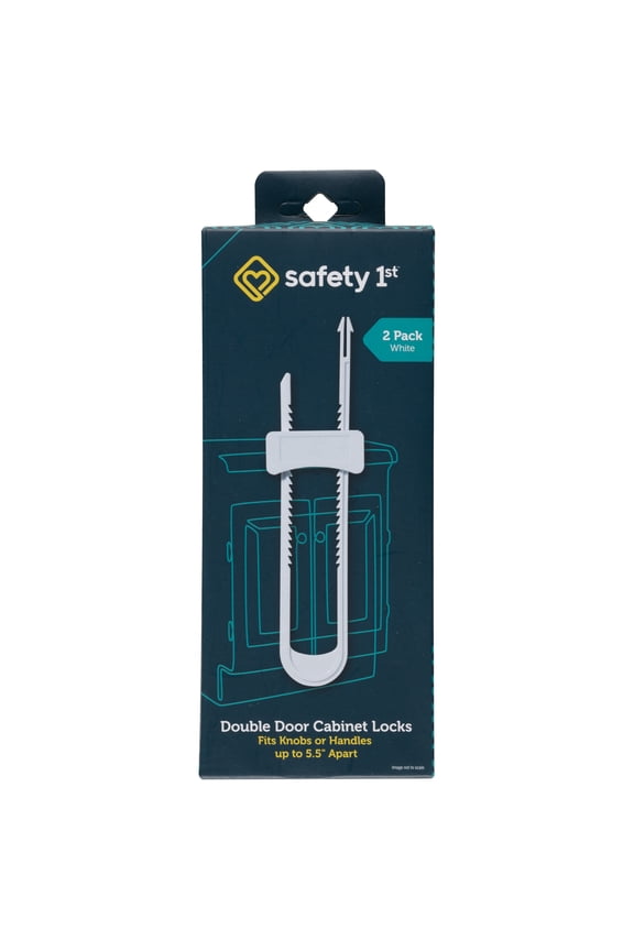 Double Door Baby-Proofing Cabinet Lock (2pk), White, Toddler