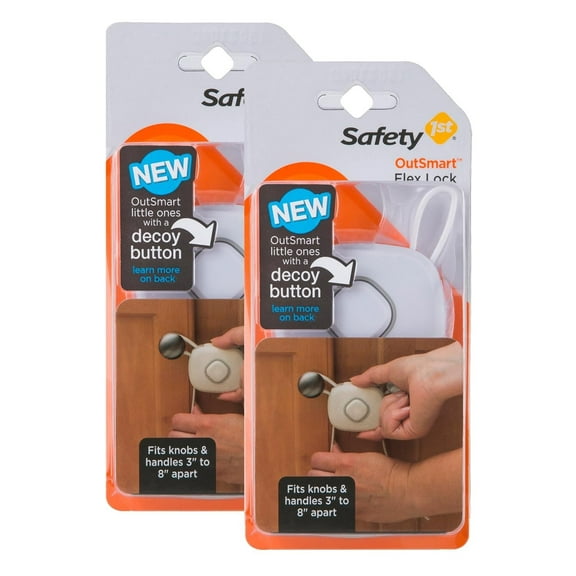Safety 1st OutSmart Flex Lock Adjustable Safety Cabinet Lock - 2 Pack, White