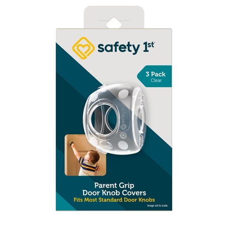 Safety 1st Parent Grip Door Knob Covers 3pk, Crystal Clear, Toddler