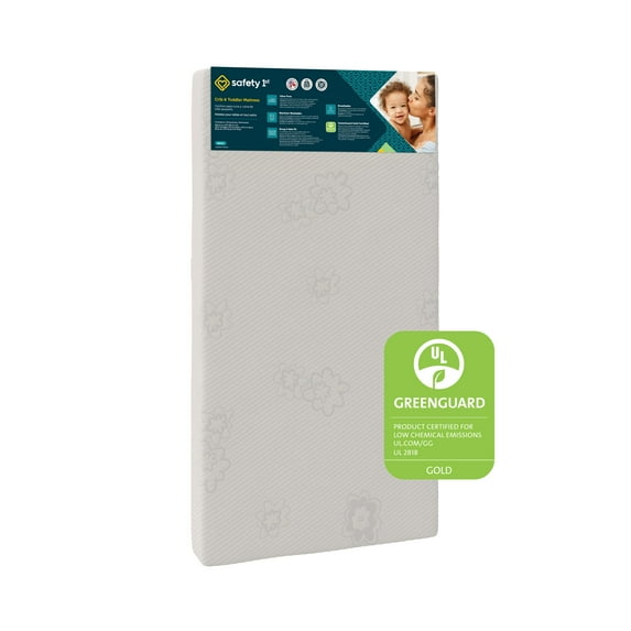 Safety 1st Peaceful Lullabies 5'' Crib and Toddler Bed Mattress | Soft Washable Cover | Greenguard Gold Certified