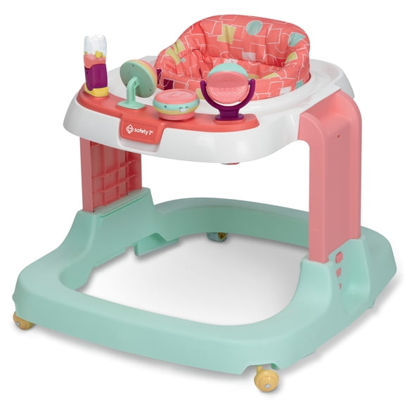 Safety 1ˢᵗ Ready, Set, Walk! DX Developmental Baby Walker with Wheels, Coral Geo