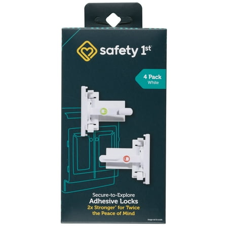 Safety 1st Secure-to-Explore Adhesive Safety Locks (4 Locks), White, Toddler