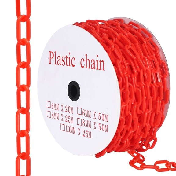 Safety Barrier Chain 120FT Plastic Crowd Control 6MM Thick 1.5 Inch Links 25 S Hooks UV Resistant for Parking Lots Construction Sites Driveways Queue Management
