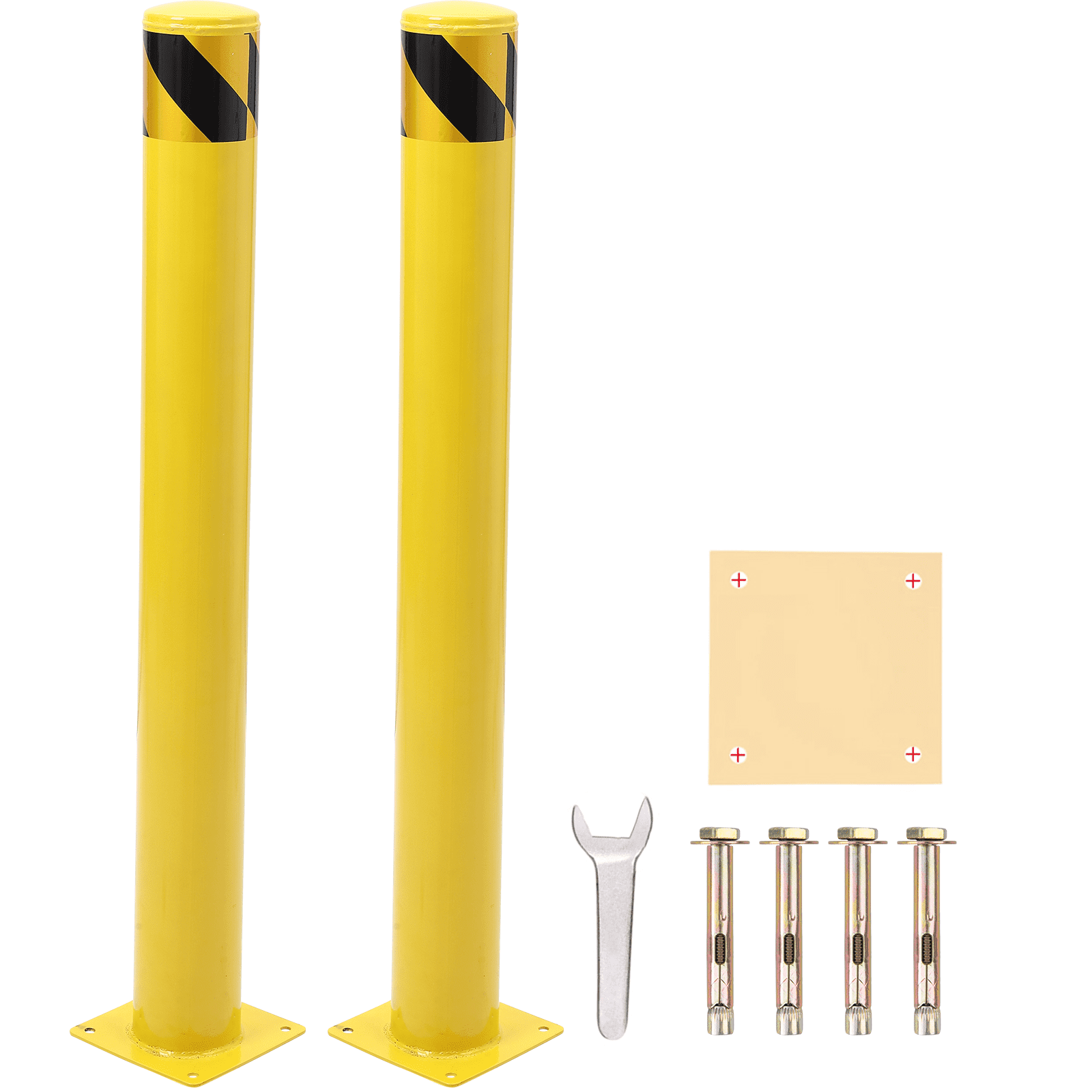 36 inch Yellow Steel Safety Bollard Post with Reflective Tape